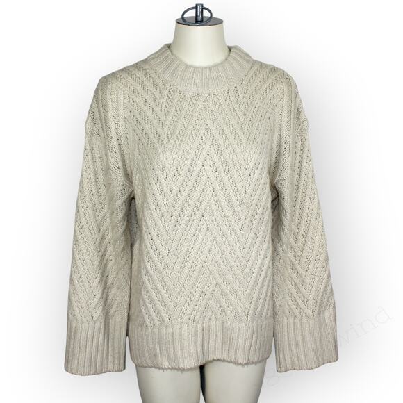 Medium ANewDay Sweater Chevron Knit BellSleeve Soft Fisherman - Picture 9 of 10